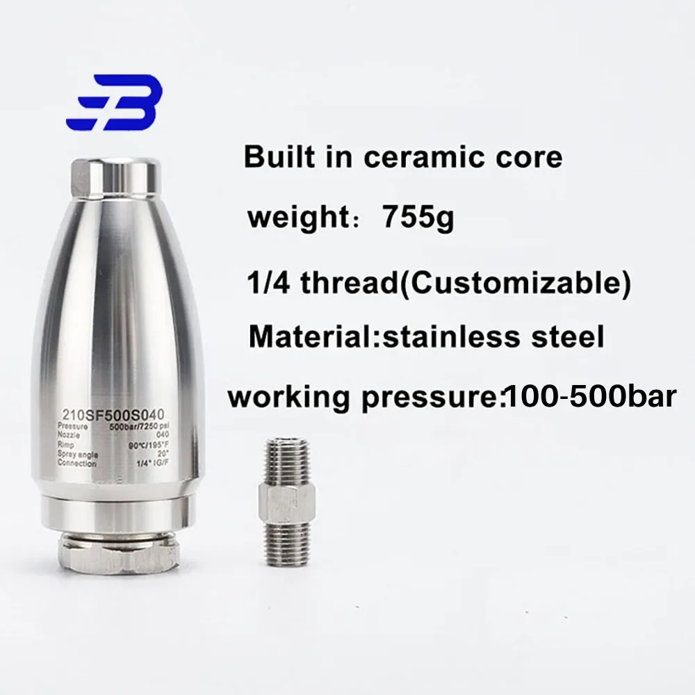 500 Bar Quick Connect with ceramic core High Pressure water turbo rotating nozzle for cleaning