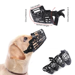 Pet Mouth Cover Dog Muzzle Platic Mesh Covered Mouth Guard For Dogs Adjustable Mouth Muzzle Anti-Bite Small Medium Large Dogs