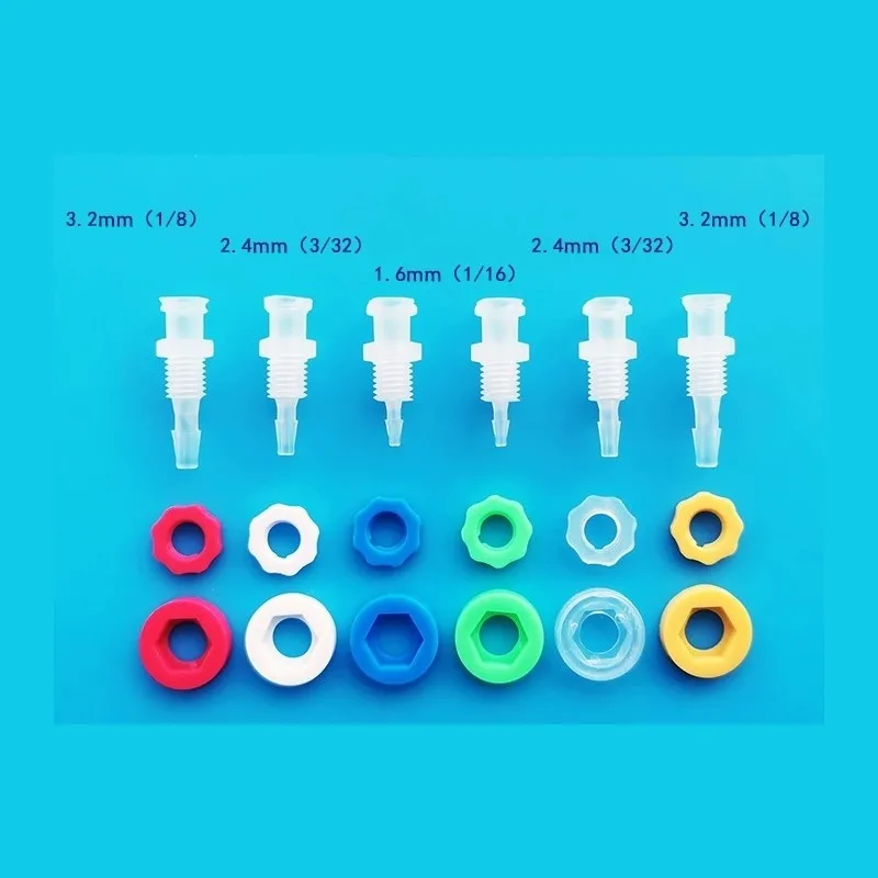 

10sets/lot, Female Panel Mounting kit, UNF 1/4-28, a Set=Panel Mount Connector + Nut + Ring, Barb=1.6MM, 2.4MM, 3.2MM optional