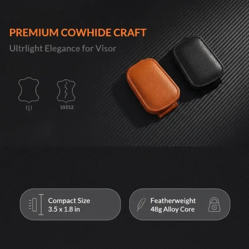 Car Sunglasses Clip Leather Eyeglass Holder Magnetic Closure Sun Visor Mount Universal Multicolor For Car Interior Storage