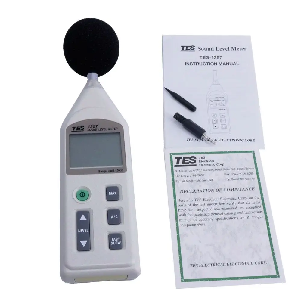 Faixa de frequência do medidor de nível de som digital TES-1357 31,5 Hz a 8 KHz Medidor de ruído de 30 a 130 dB