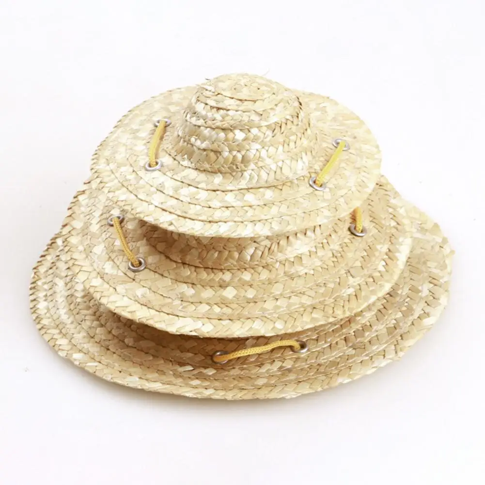 Cat Sun Hat Retro Farmer Pet Hat Pet Sun Hats Set for Cats Dogs Adjustable Retro Farmer Style Straw Hat for Puppy for Mexican