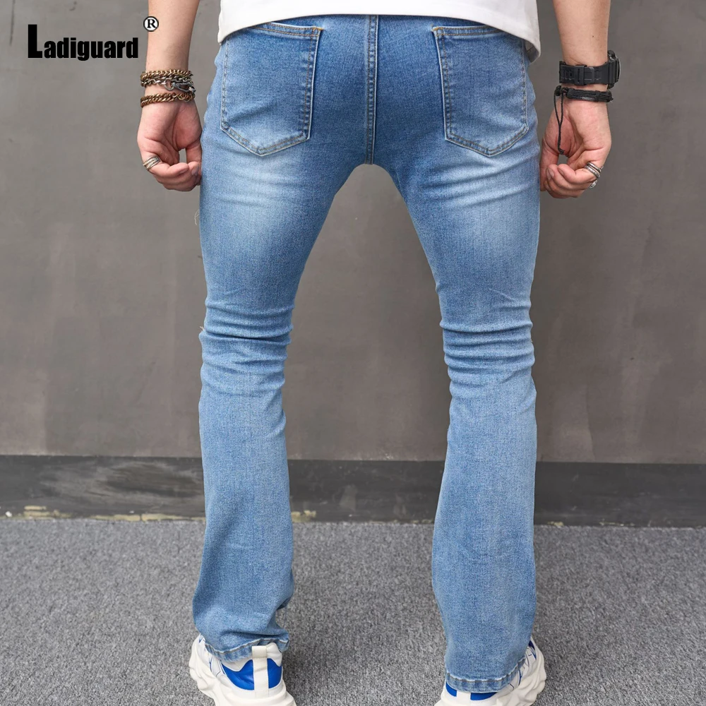 Ladiguard 2023 Men's Stand Pocket Casual Demin Pants Street Ripped Jean Trouser Plus Size Mens Fashion Hip Hop Demin Sweatpants