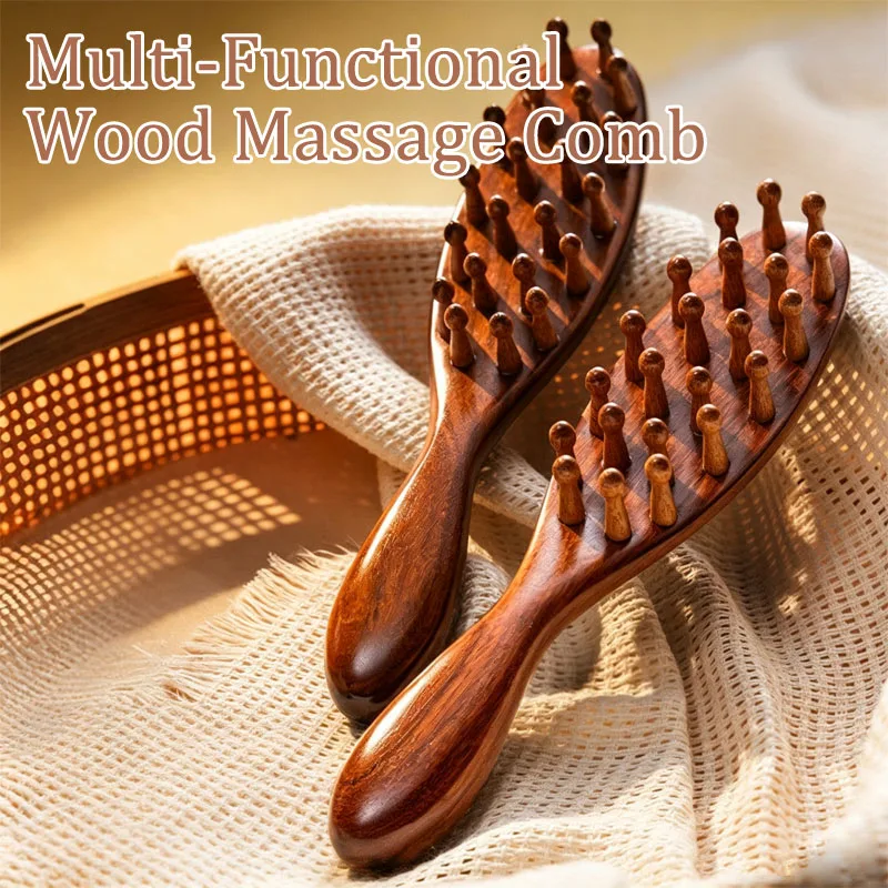 New Bamboo Hair Brush Multi-Functional Wood Therapy Massage Comb Head Massager Scalp Scalp Massage SZI24