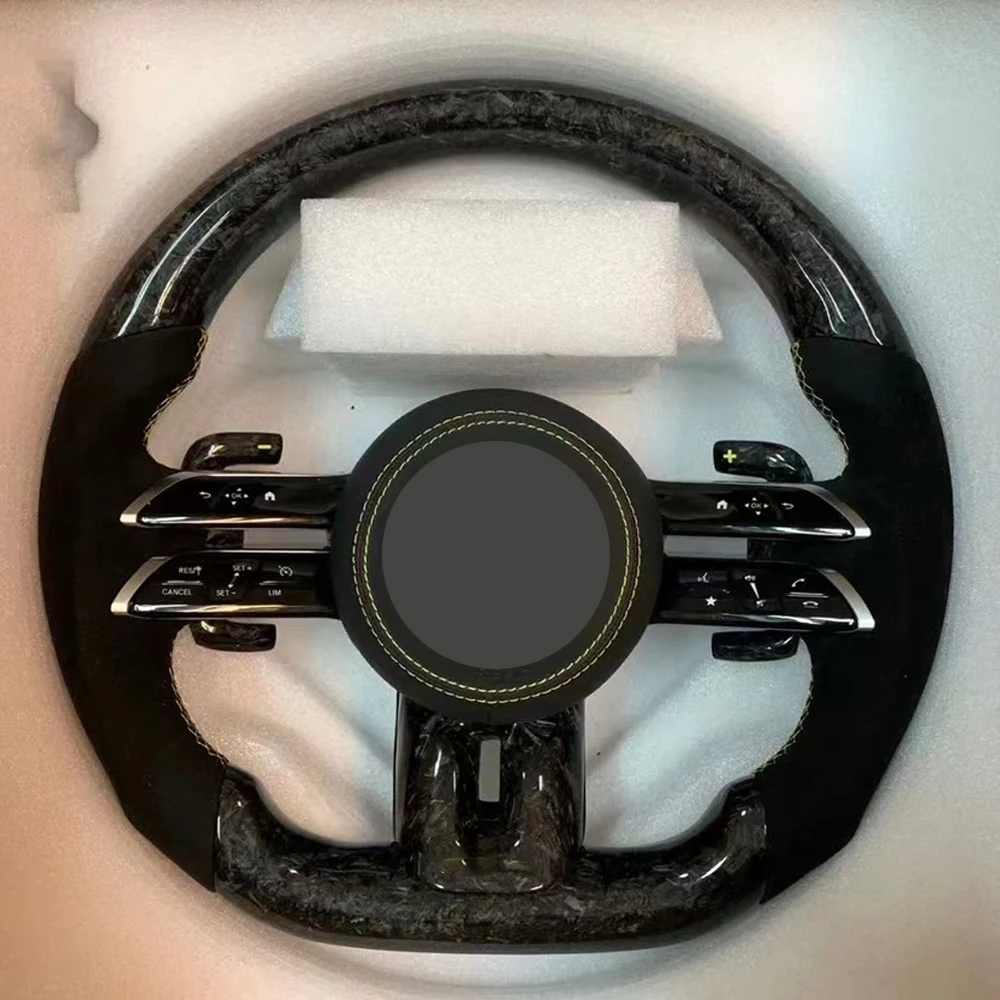 Car Carbon Fiber Steering Wheel Assembly For Mercedes-Benz AMG A/C/E/S Class Player Leather Retrofit Interior Auto Electronic