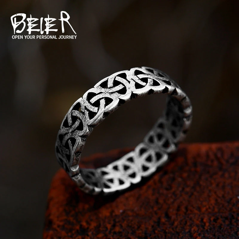 BEIER Viking restore ancient Ring Stainless Steel Viking Celtic Knot Talisman ring For Men Jewelry BR8-970