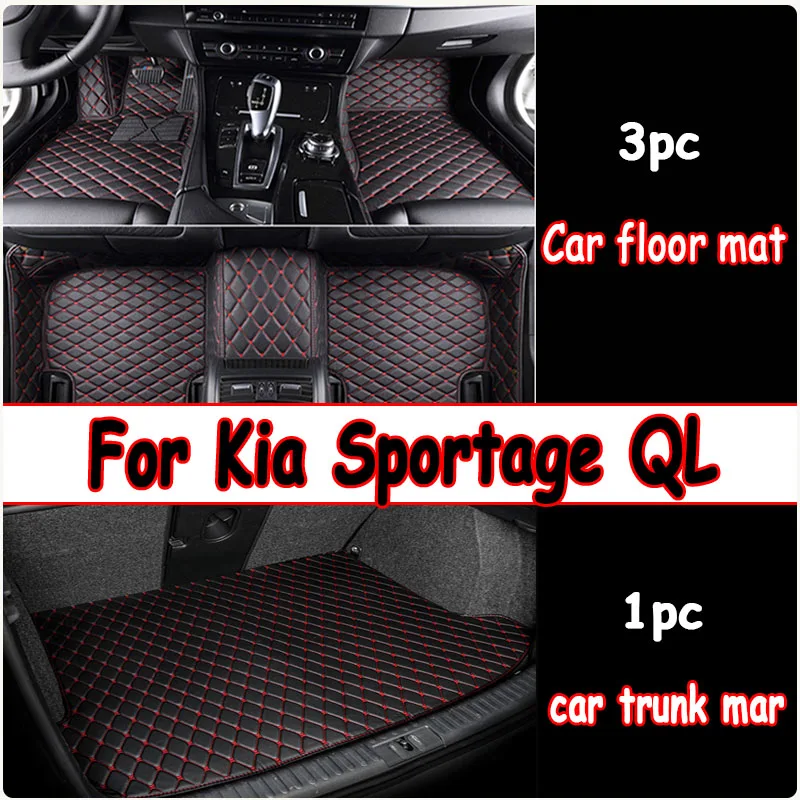 Car Mats For Kia Sportage QL MK4 2017~2022 Carpet Anti Dirty Pad Luxury Leather Floor Mat Durable Rugs Full Set Car Accessories