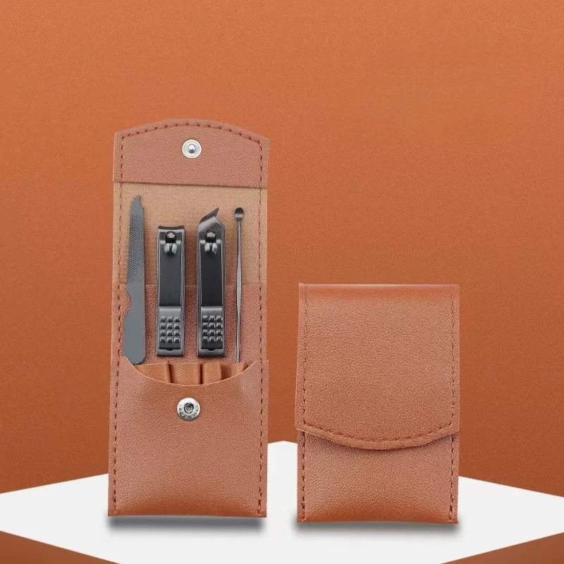 Set da vacanza per tagliaunghie da 4 pezzi, forbici per unghie a lama dritta in acciaio inossidabile, raccoglitore per orecchie, kit di attrezzi per tagliare le unghie dei piedi e