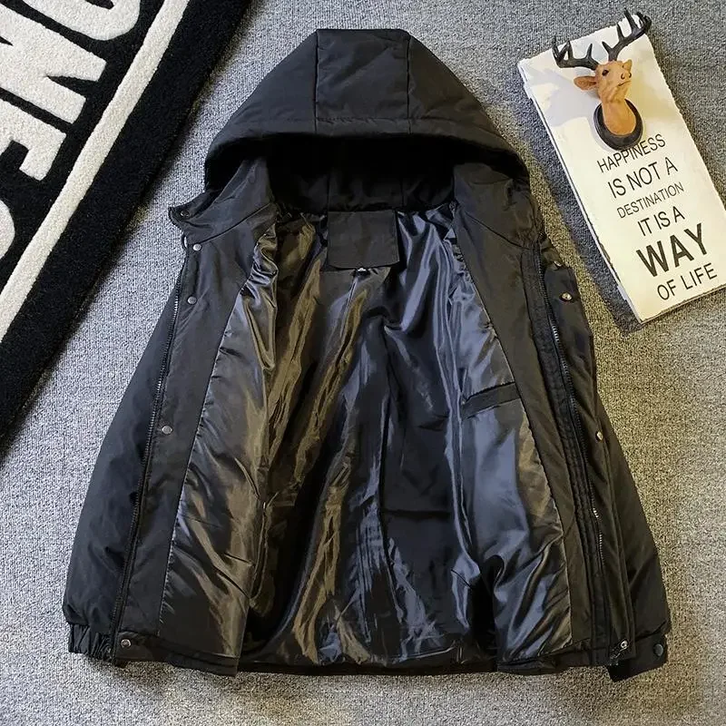 Japanese Trend Cargo Jackets Winter Puffer Jacket Luxury Men's Clothing Warm Thick Windproof Coats Outdoor Zip Parkas Hooded New