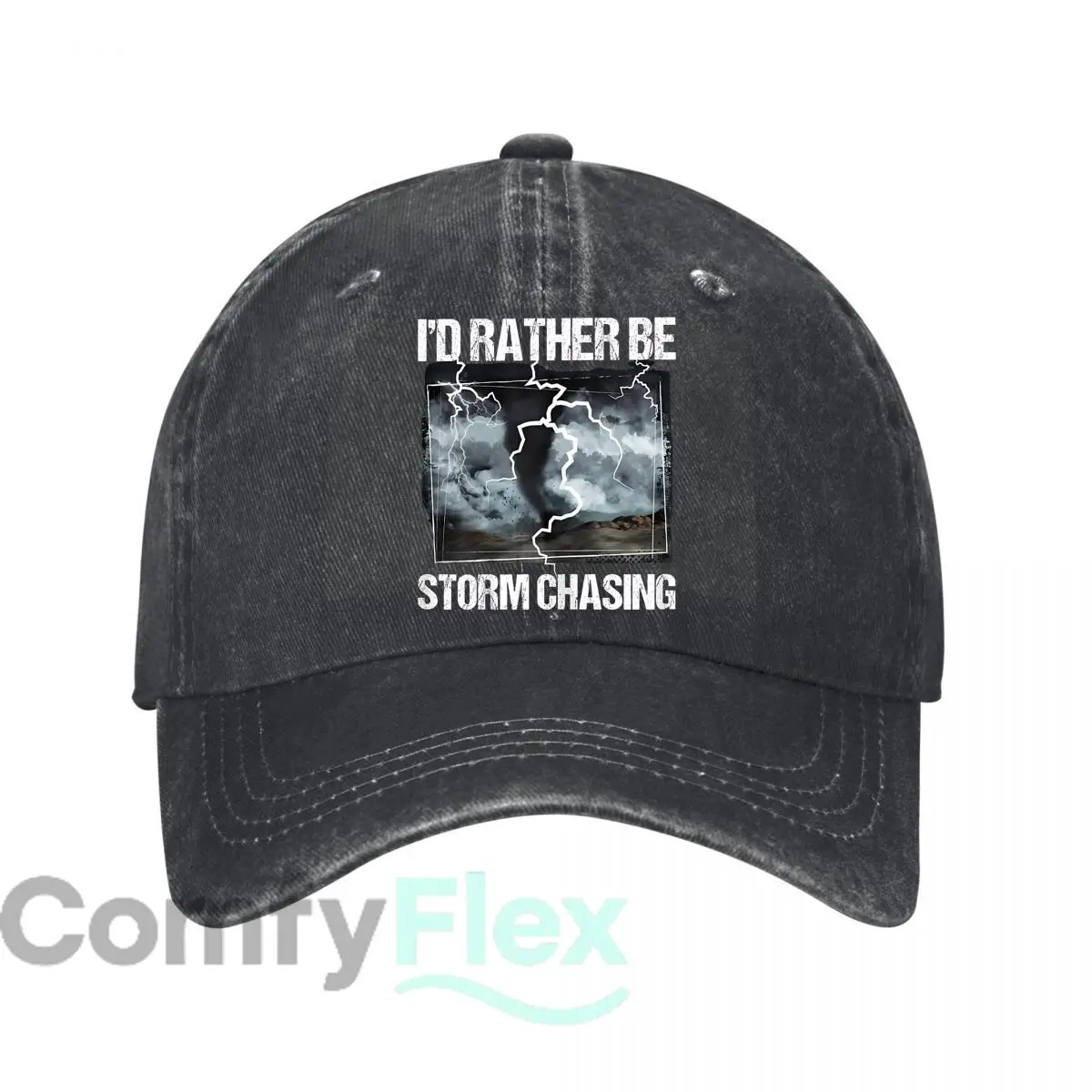 Tornado Thunderstorm Storm Chaser Graphic Baseball Cap Men Women Distressed Washed Sun Cap Outdoor Workouts Hat
