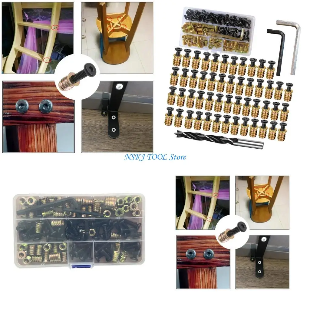 

L8RC 50pack Universals Fasteners With 2 Wrenches 1 Drill Bit for Wood Connectors