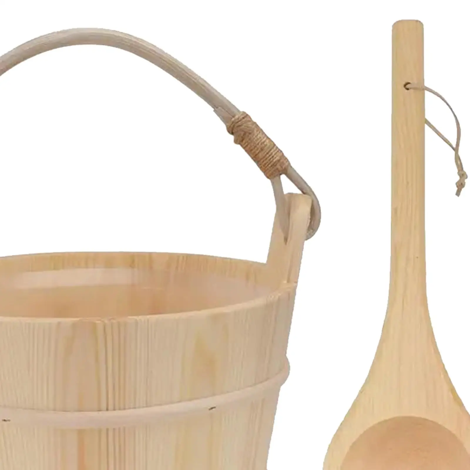 Sauna Wooden Bucket with Ladle for Spa Bath Accessories Large Capacity Handmade Wood Tub Barrel for Indoor Steam Shower Room