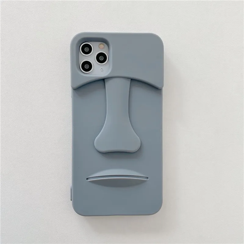 Luxury Easter Island Moai Statue 3D Silicone Phone Case For Apple iPhone 16 15 14 13 12 11 Pro Max XR XS 16Plus Shockproof Cover