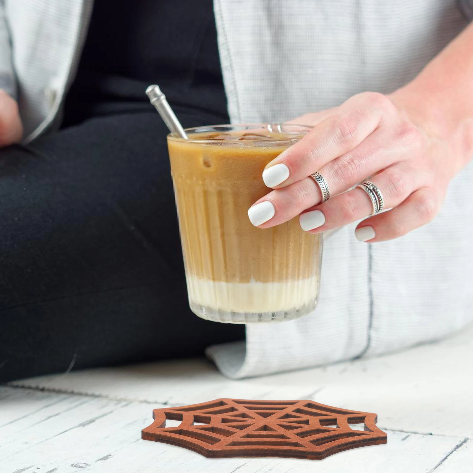 

Coaster Insulated Halloween Cup Kitchen Home Decors Wood Material Heat Insulation Protect Tables Practical
