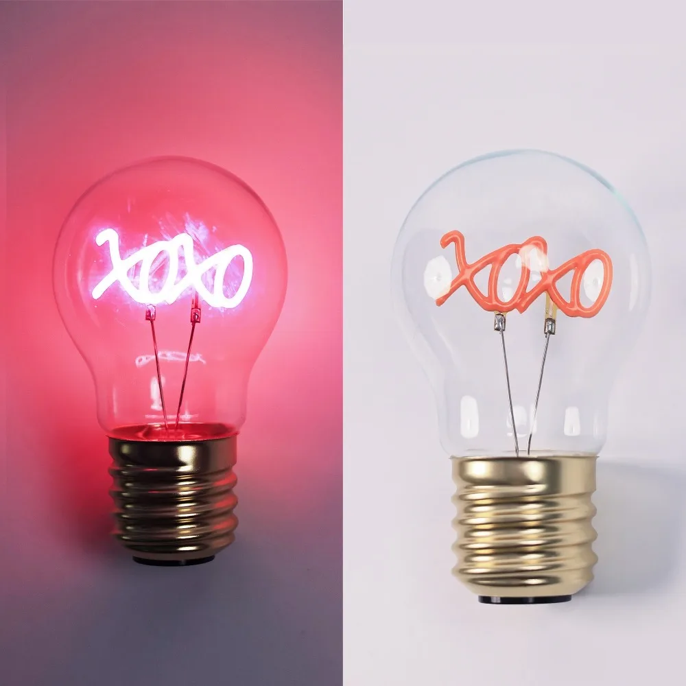 

Fun Art Pattern LED Filament Bulb E40 Soft Lights Rechargeable Light Bulb Ornaments Romantic Atmosphere Decorative Desk Lamp