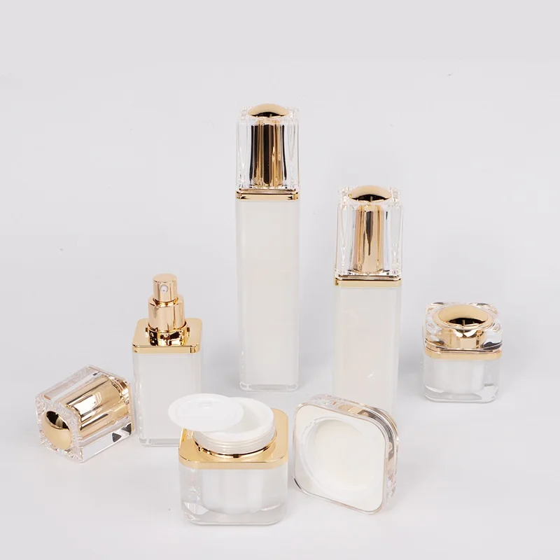 20G-120ML 正方形の銀色のアクリルクリームジャー エッセンス/ジェル/昼夜用クリーム/アイセラム/保湿剤 美白化粧品包装