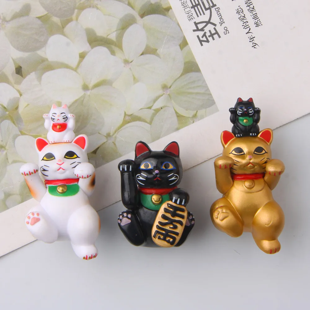 Creative Cartoon Animal Magnetic Sticker PVC Lucky Cat Cute Fridge Magnet Ornaments Kitten Model Toys Kitchen Decor Accessories