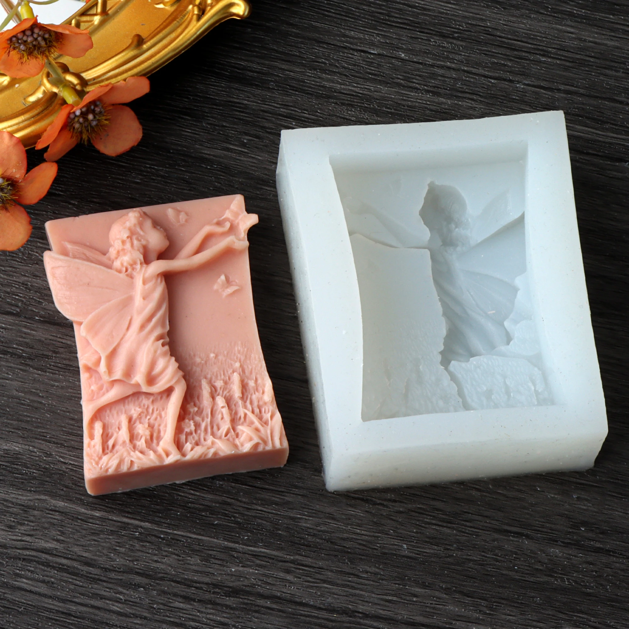 Flower Fairy Silicone Soap Mold DIY Elf Angel Girl Candle Resin Plaster Making Tool Geometry Chocolate Mould Home Decor Gifts
