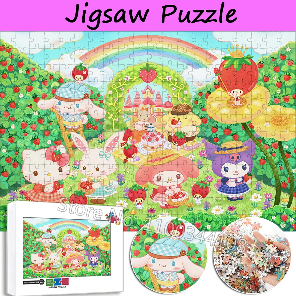 Sanrio Characters Jigsaw Puzzle Hello Kitty and Friends 35/300/500/1000 Pieces Wooden Puzzles for Children's Educational Toys