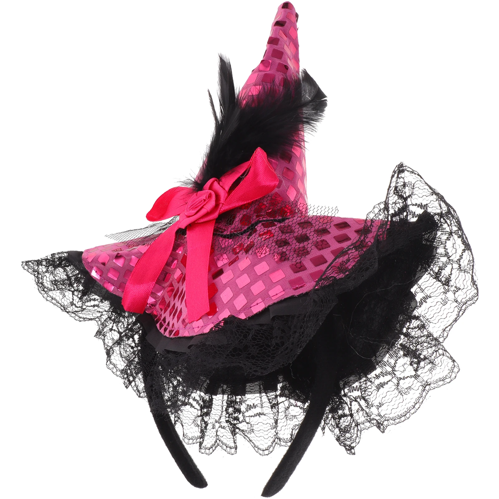 

Witch Hat Headband Kids Halloween Costume Sequin Party Cap Childs Witches Performance Props Gifts Bowknot Color