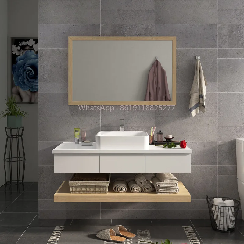 Kabinet wastafel kamar mandi, kombinasi cerdas modern minimalis dengan cermin pintar