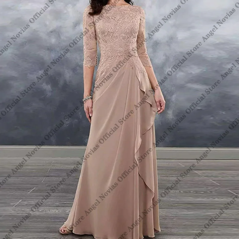 Long Khaki Muslim Mother of the Bride Dresses 2026 with Sleeves Wedding Party Gown vestidos madre de novia para bodas