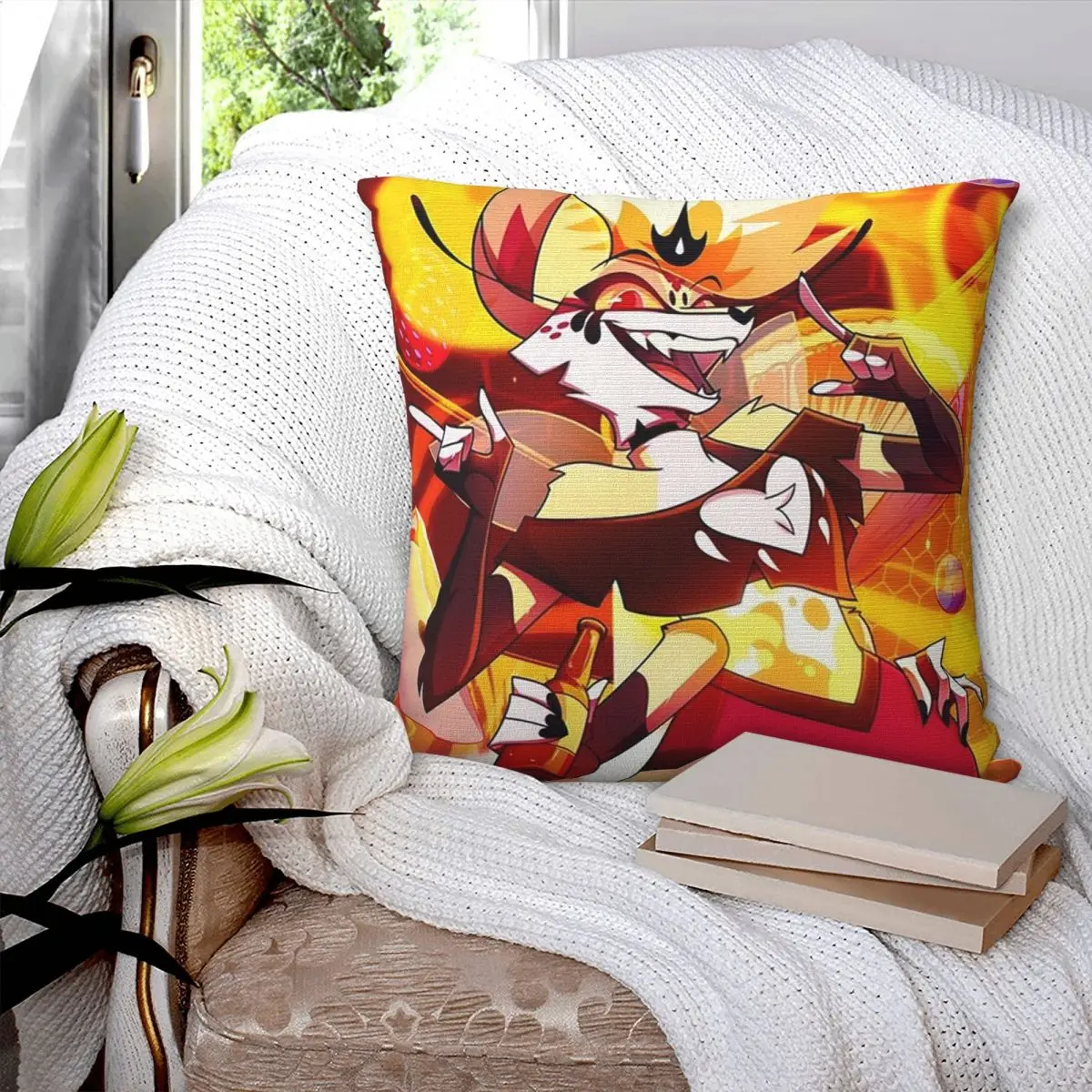 

Квадратная наволочка Helluva Boss Beelzebub, наволочка из полиэстера, декоративная удобная подушка на молнии для домашнего автомобиля