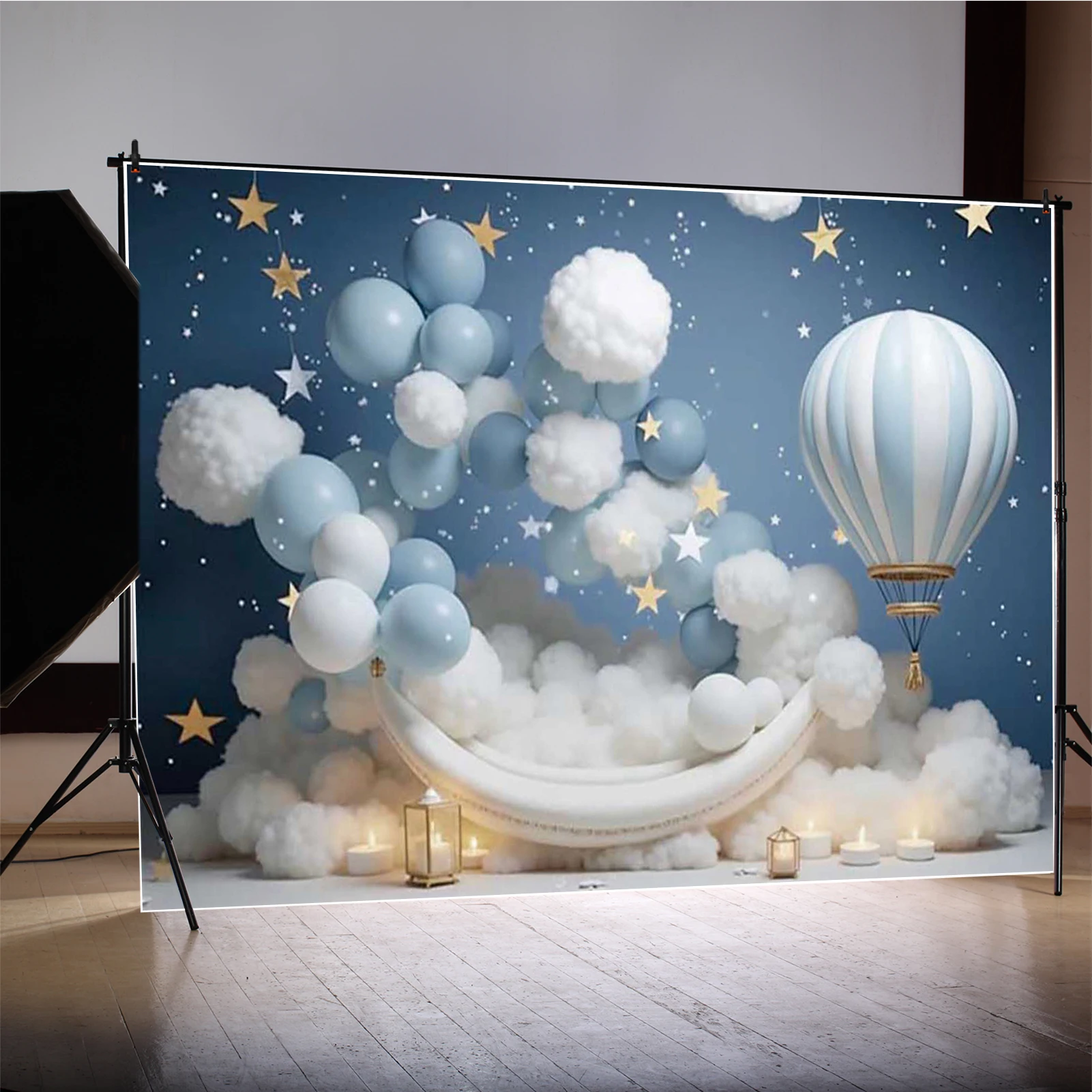 MOON.QG Fairy Birthday Photography Background Moon Candle Balloon Photozone Backdrop Children Studio Photobooth Accessories