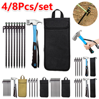 8/4Pcs 30cm Tent Pegs Beach Tent Stakes Heavy Duty Unbreakable Tent Pegs 30cm with Storage Bag & Hammer for Outdoor Camping