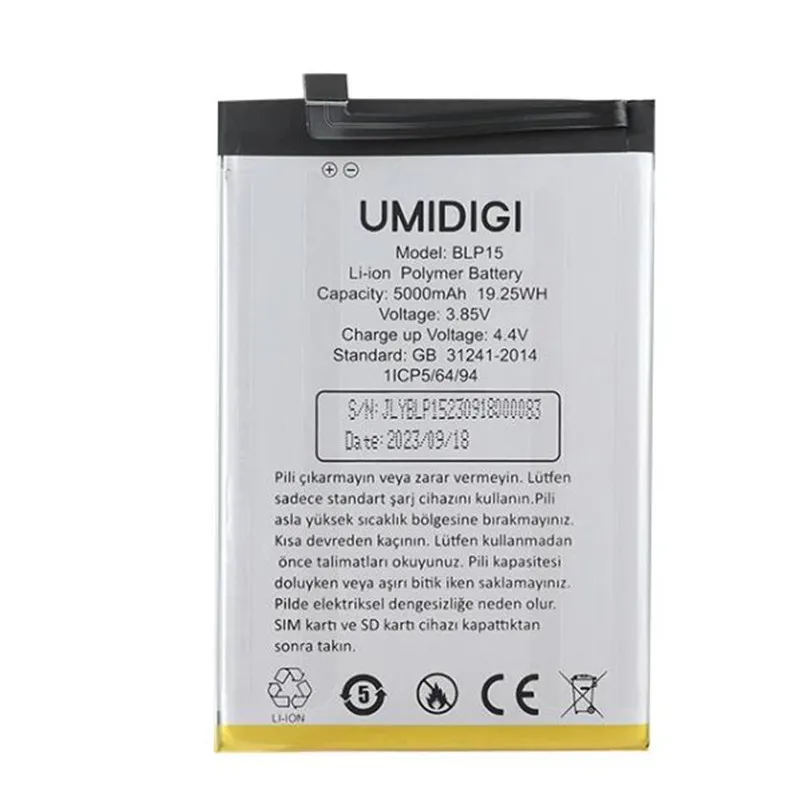 

In stock for UMIDIGI A15C battery 5000mAh New production date high quality Long standby time for UMIDIGI BLP15 battery