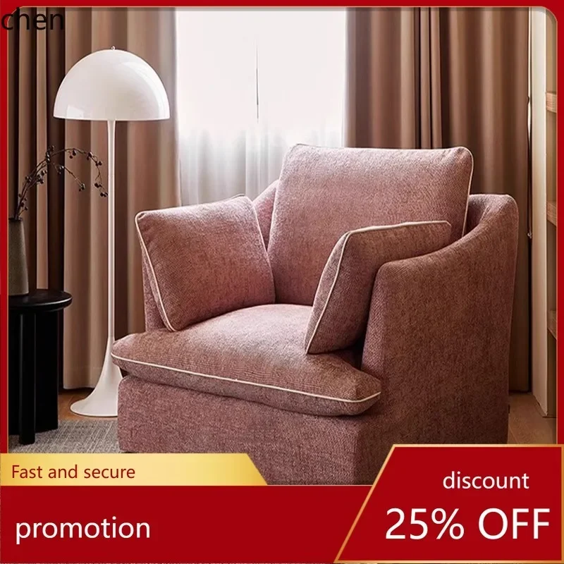 Wabi-Sabi Chenille Bamboo Single Seat Living Room Fabric Lounge Chair Simple Sunlight Sofa with Removable Cover