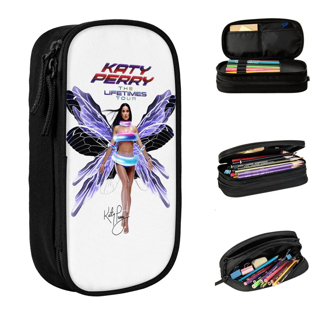 

Katyed Logo Perryed The Lifetimes Tour Pencil Case Boy Girl Kawaii Pencil Pouch Graphic School Pencil Cases Stationery Gift