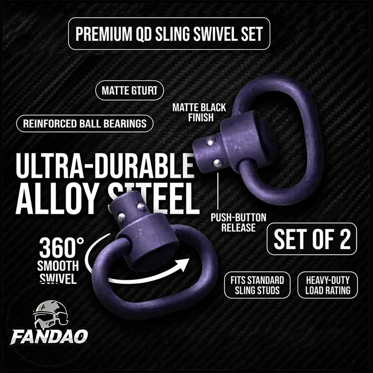 

Tactical Sling Swivel Adapter Anti-Reflective Fixed Shoulder Strap Ring Wearing Cap, QD Push Button Quick Release Attachments