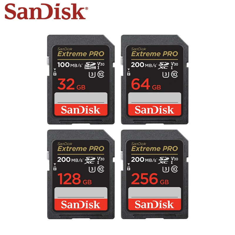 

SanDisk Extreme PRO SD card 128GB 64GB 32GB 256GB SDHC Memory Card UHS-I High Speed 170MB/s Class 10 V30 SD Card for Camera