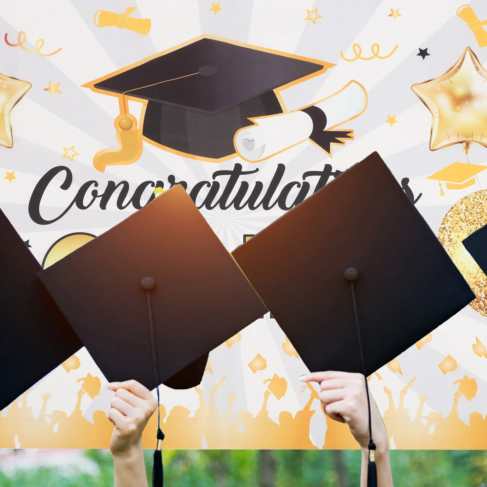 

Graduation Background Backdrop Polyester Material Easy to Hang Banner For Grad Decor Photo Grad Decor Prop