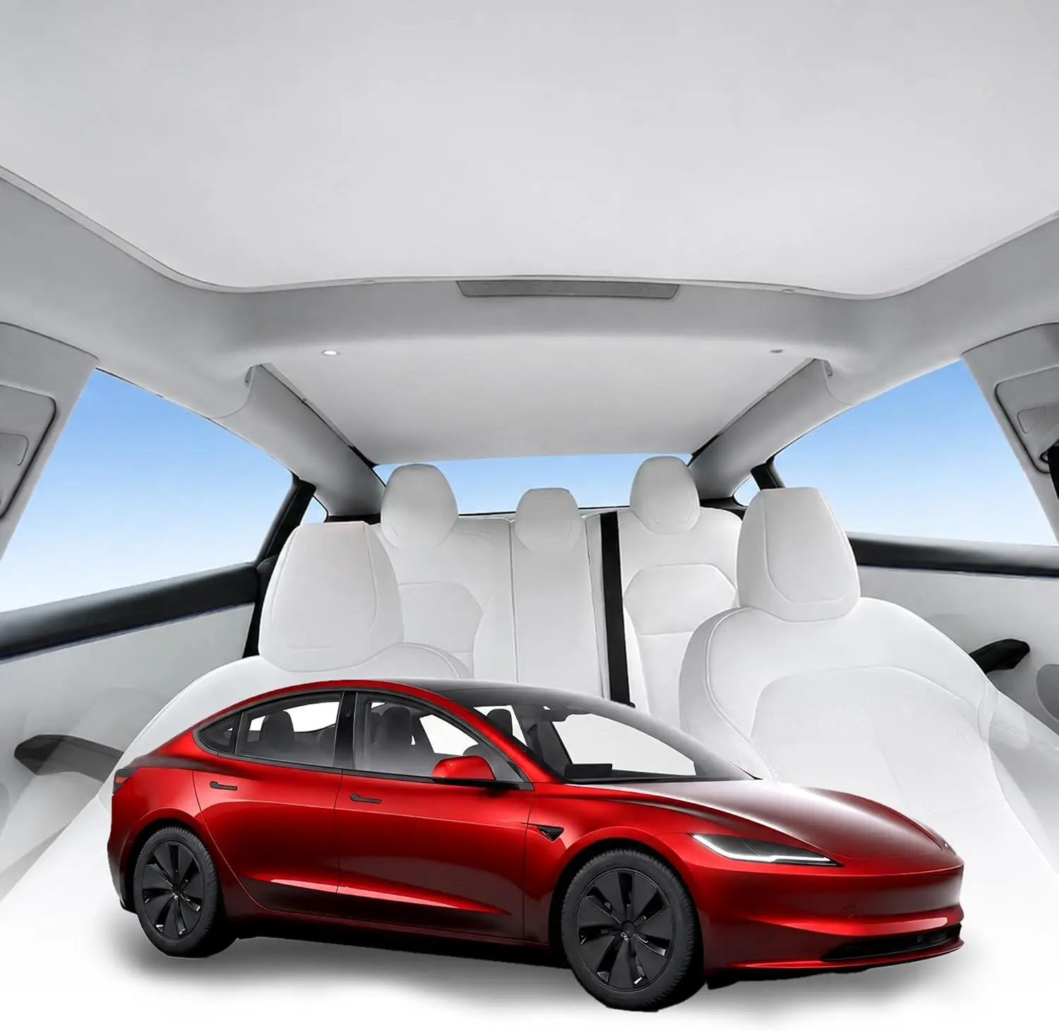Para Tesla Model 3 2017-2026: Protetor Solar de Teto com Revestimento Nano Cristal de Gelo, Isolamento Térmico de 3ª Geração para Teto de Vidro (Nunca Deforma)