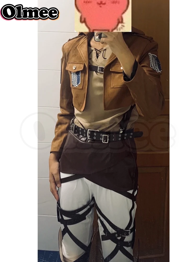 [Olmee] متوفر في المخزون SSR Aot فيلق الاستطلاع بدلة قتالية إرين ميكاسا أرمين ليفي تاريخ Hange أزياء تنكرية مجموعة كاملة شعر مستعار للهالوين