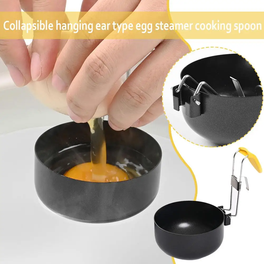 1/2PCS Collapsible Hanging Ear Type Egg Steamer Cooking Spoon Egg Fried Kitchen Creative Mold Gadgets E4J3