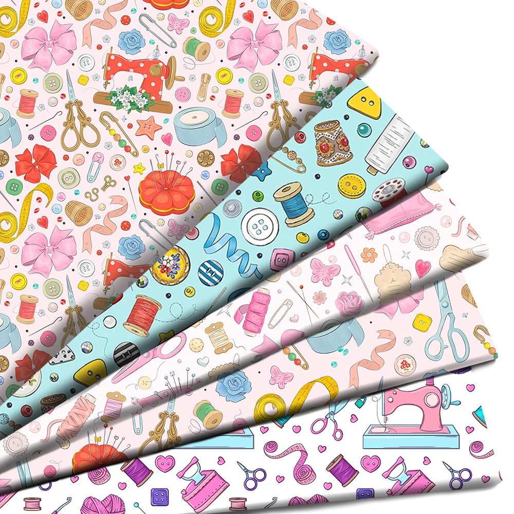 50*145cm Hammer Gears Polyester Or 100% Pure Cotton Material Patchwork sewing Tool Quilting Fabrics Quilt Needlework DIY Cloth