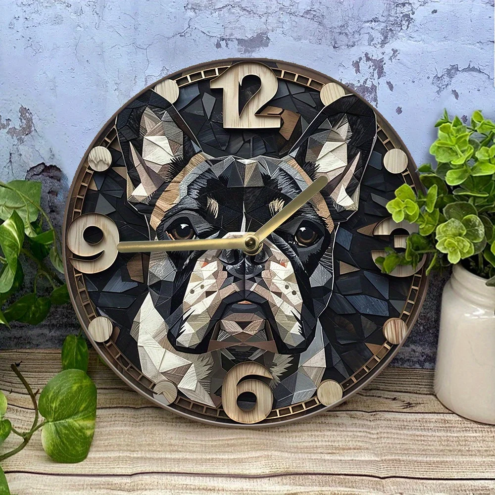 

French Bulldog Themed Silent Wall Clock - Aluminum, Perfect for Bedroom & Halloween Decor Wall Clock Modern Design