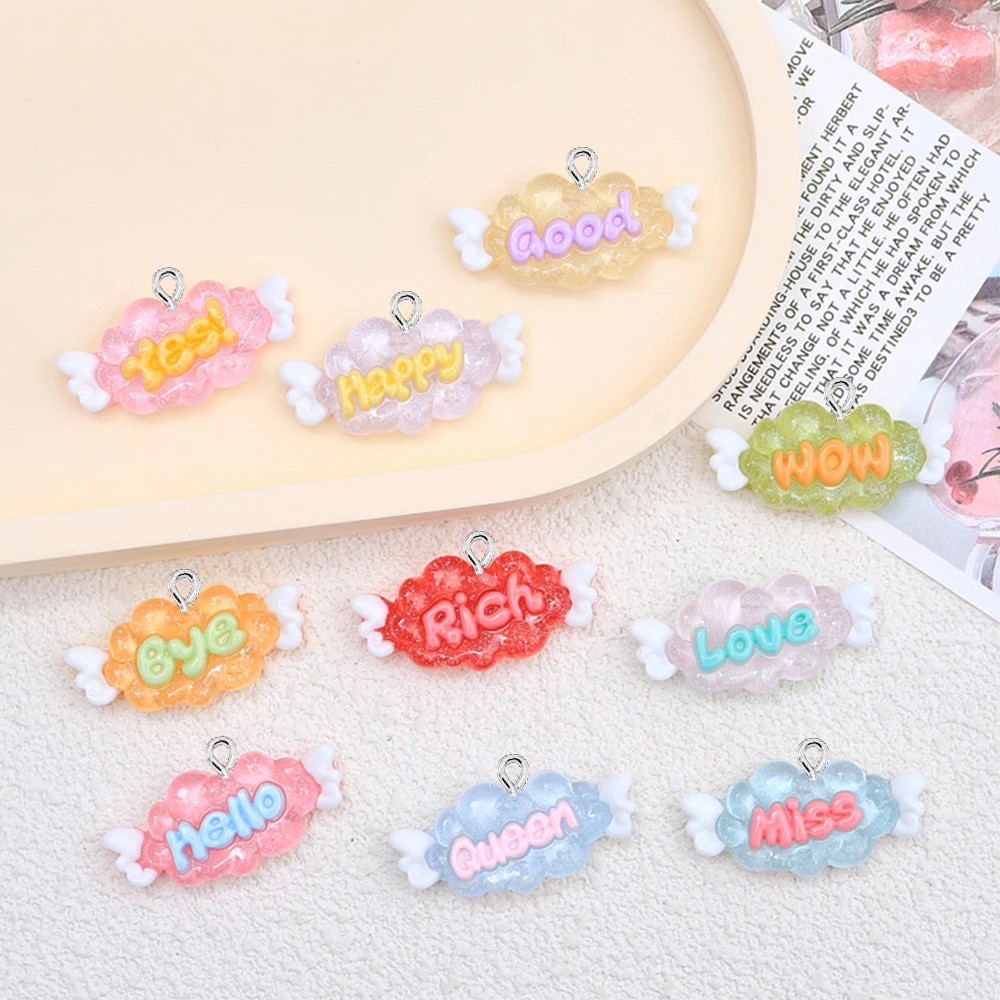 10PCS Clear Wings Sign Series Flat Back Charms For Earrings Bracelet Hairpin DIY Jewelry Pendants Decoration Accessories