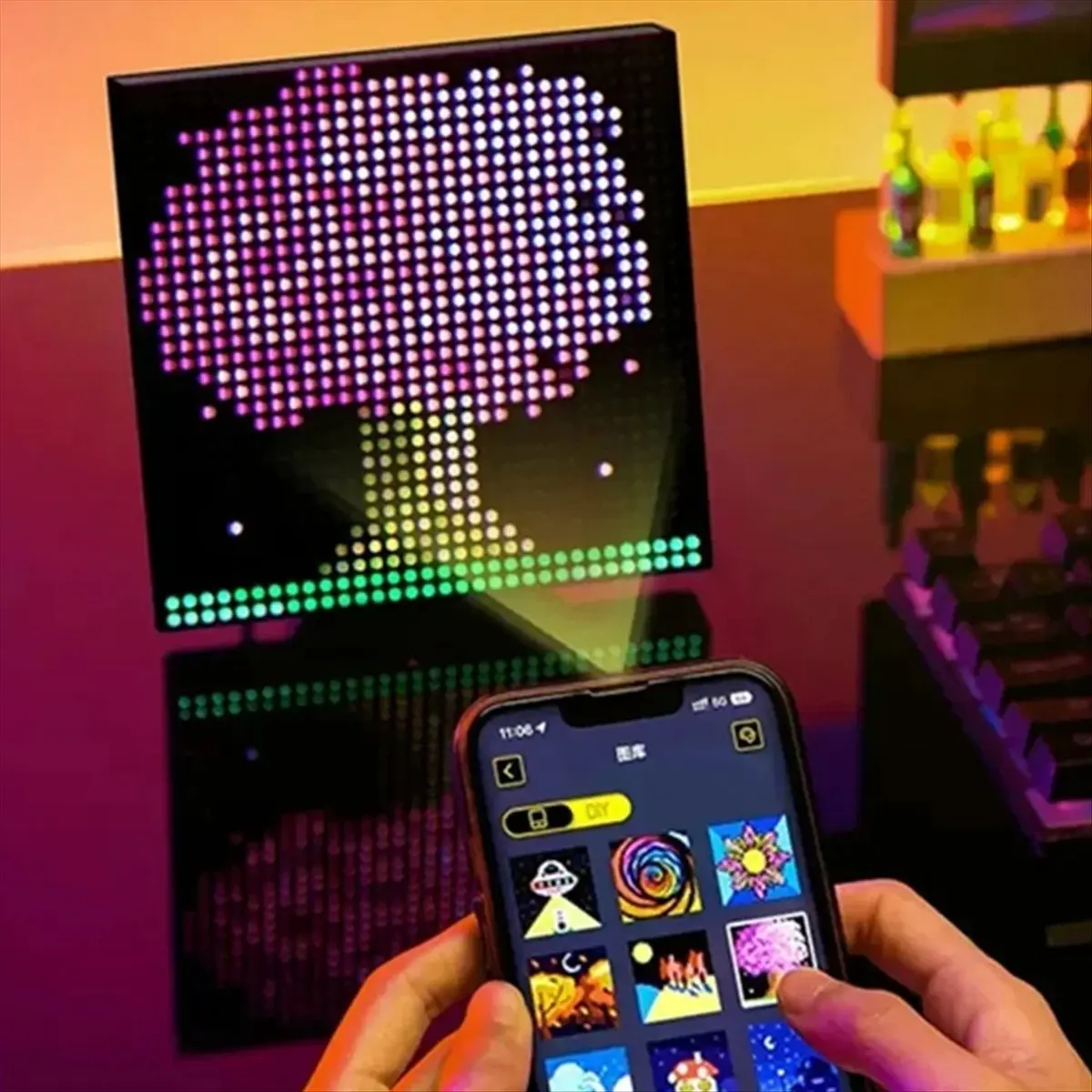 doyme DIY RGB Smart LED Pixel Panel Lamp 32x 32 USB Graffiti Bluetooth App Control for Home Room Decor Text Screen Car Display