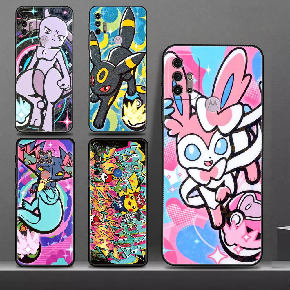 Pokemon Eevee Evoli Umbreon Phone Case For Motorola Edge 20 Pro G51 5G 30 Neo G22 One Fusion G31 G9 Power Cover Silicone Bumper