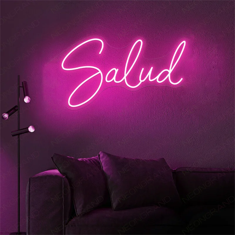 Salud Neon Sign Custom Birthday Wedding Neon Signs Salud Mexican Wall Art Kitchen LED Signs For Home Decor Party Bar Night Light