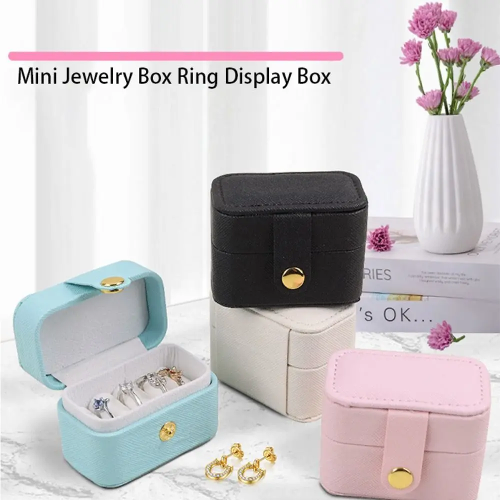Hoge kwaliteit PU lederen sieradendoos organisator Mini draagbare ring oorbellen houder Flip Cover sieraden vitrine reizen