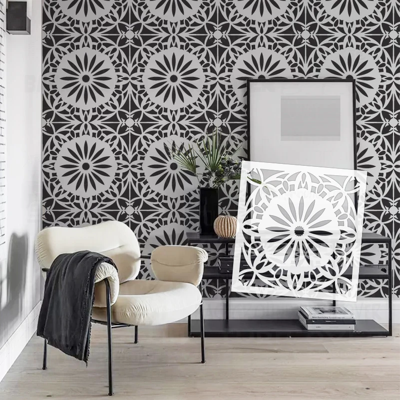 40cm - 80cm Decor Stencil For Painting Wall Putty Decorative Template Furniture Makers Decors To Damask Vintage Retro S413