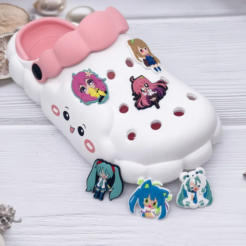 Hatsune Miku Shoe Buckle Kawaii Summer Hole Shoes Sandals Sneaker Decorations Accessories DIY Shoes Flower Decorations Gift