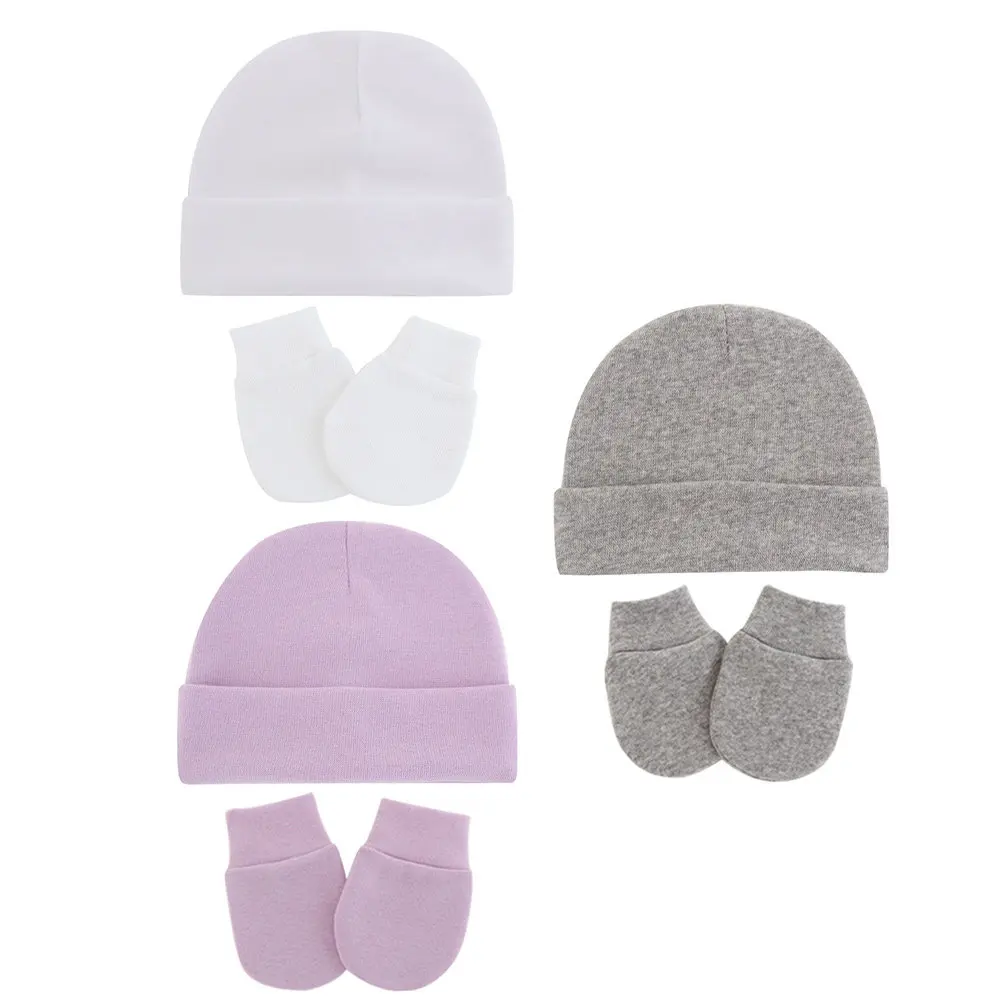 1Set Baby Newborn Hat and Gloves Set Premium Soft Cotton Warm Infant Cap Mittens for 0-3 Months Winter Outdoor Wear Cute Gift