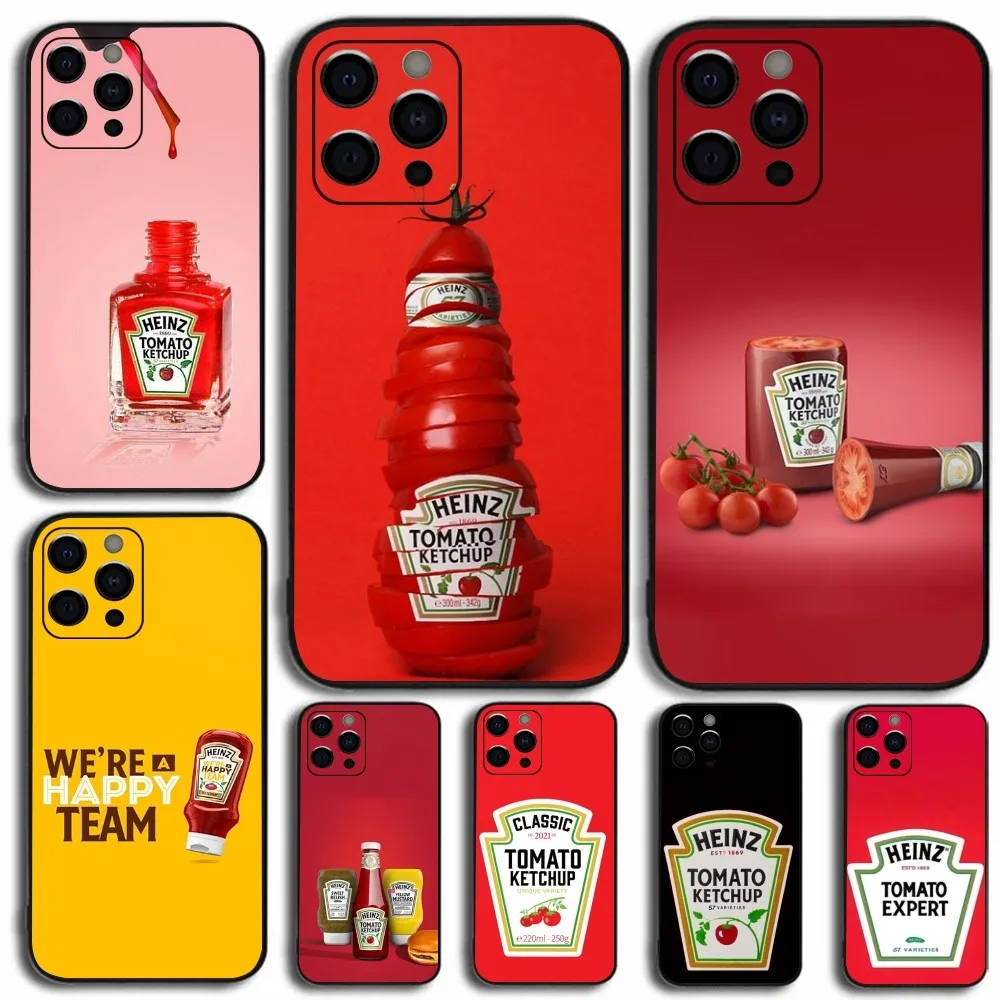 Heinz Tomate Ketchup Senf Handy hülle für Apple iPhone 15,14,13,12,11,Pro, x, xs, max, xr, plus, Mini Soft Black Cover