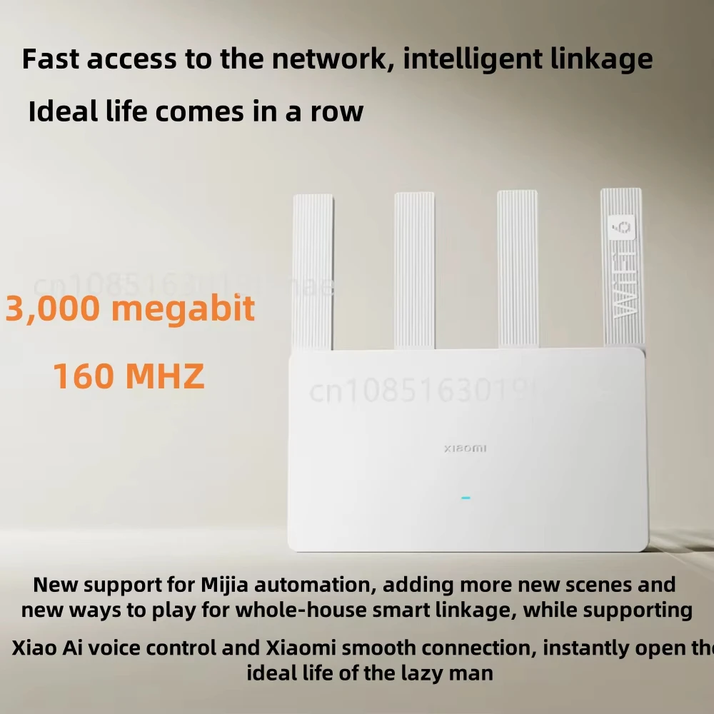 جهاز توجيه Xiaomi AX3000E WiFi6 بسرعة 2976 ميجا بت في الثانية، 2,4 جيجا/5 جيجا هرتز، puertos duales DAN/LAN، processadores Qualcomm، red de malla de memoria de 25